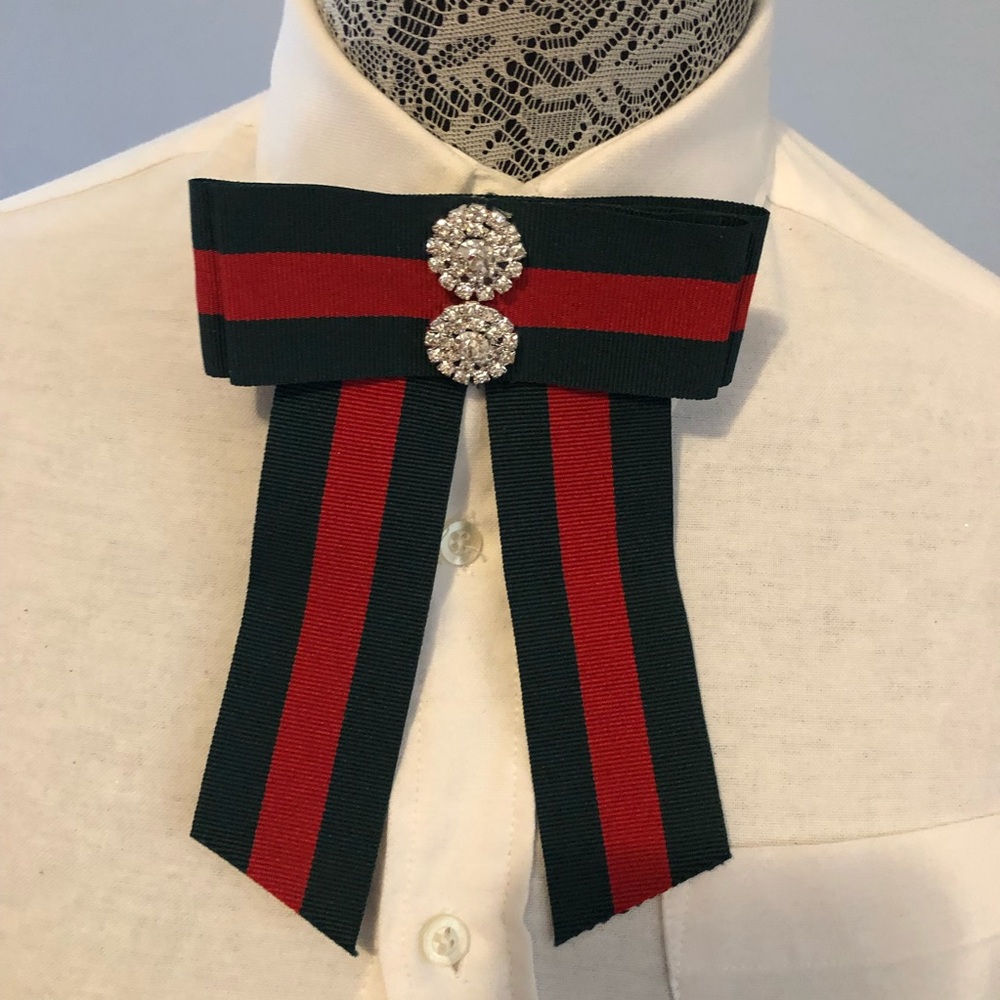 Green and Red Handmade Ribbon Tie